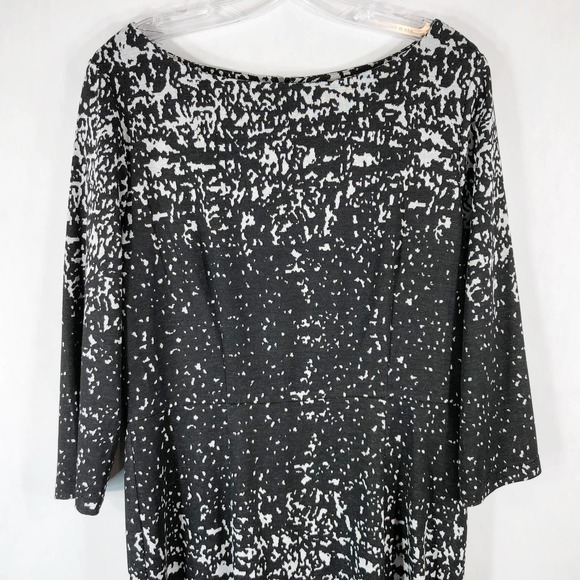 Catherine Malandrino Size 12 Dress Black Gray Shift Knee Length Knit Zip 1384 - Picture 3 of 7